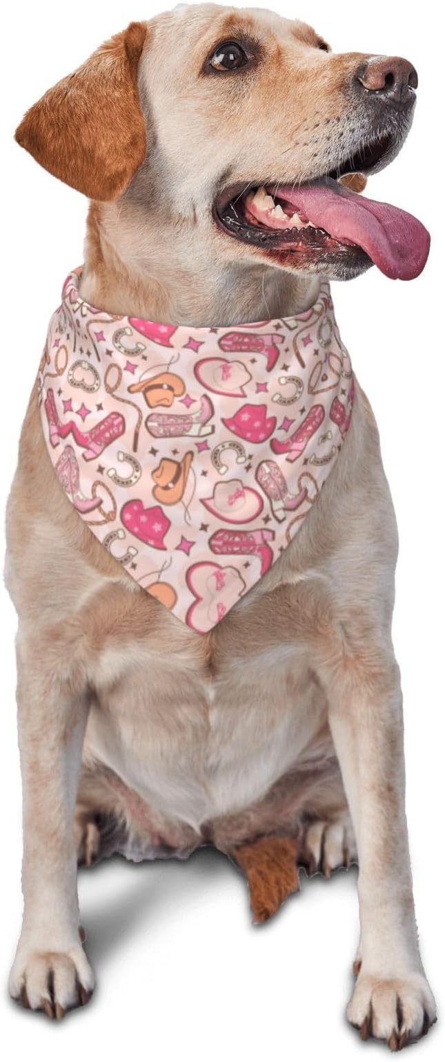 Western Dog Bandanas, Cartoon Cowboy Dog Scarf, Accessories Puppy Kitten Party Festival and Daily Wearing,West Cowboy Accessories Party Cosplay (Pink)