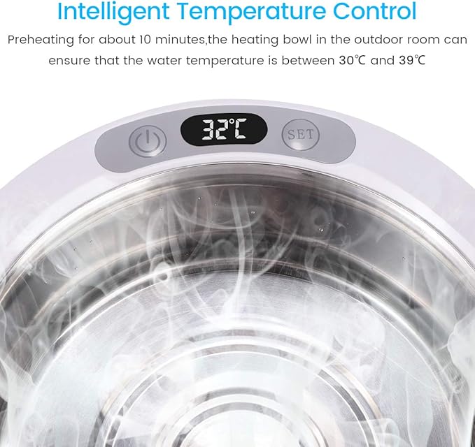 Beacon Pet Heated Bowl 1.5L - Winter Dog and Cat Food Container, Constant Temperature Water Feeder, Automatic Stainless Steel Cage Feeder