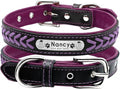 Personalized Dog Collar Customized Dog Collars Padded Pet Collar Name ID Collars for Small Medium Large Dogs Cats Purple L