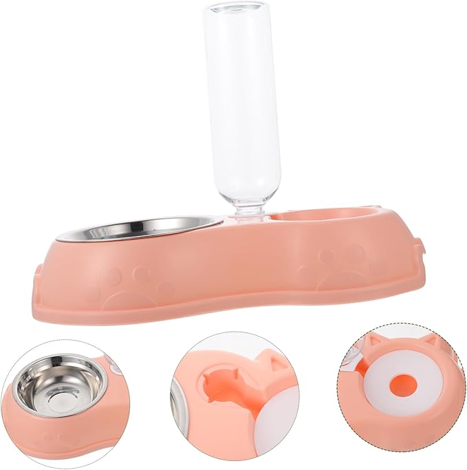 Milisten 1set Automatic Dual Pet Feeder and Water Bowl for Cats and Dogs Removable Bottle Easy to and Safe Design for Busy Pet Owners