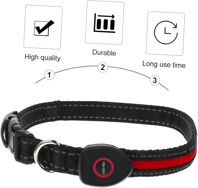 Yardwe Rechargeable USB Glow Collar for Pets Heart Shaped LED Night Safety Collar Flashing Light Fits Small to Medium Breeds for Evening Walks