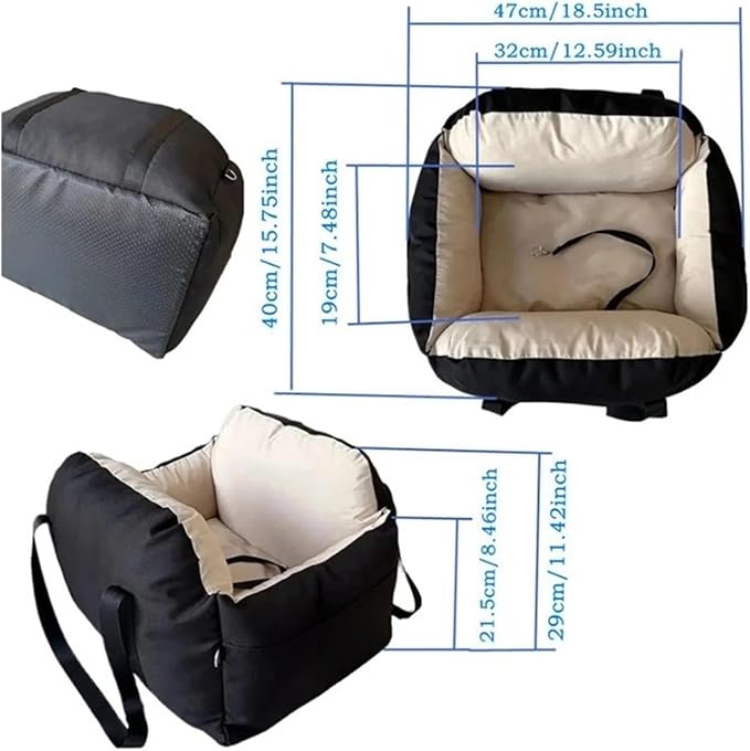 Small/Medium Dog Booster Car Seat Cushion Bed With Safety Belt Removable And Washable Pet Car Nest For Puppy Cats Travel Carrier(Black)