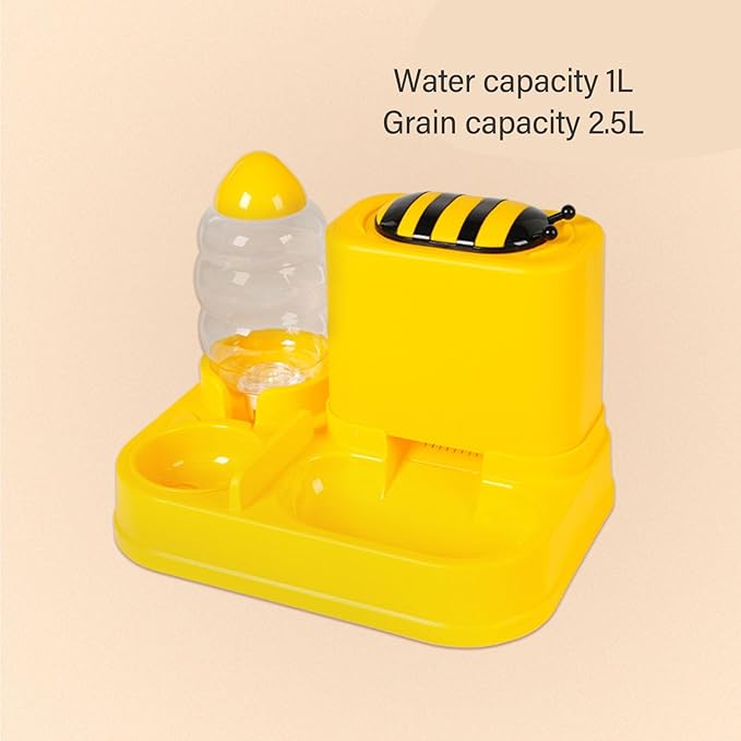 2 in 1 Automatic Pet Feeder and Water Dispenser, Pet Food Bowl, Gravity Food Feeder and Waterer, Large Capacity Dry Wet Separation Dog Cat Food and Water Dispenser Set