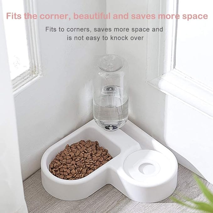 pet Water Dispenser 2 in 1 Pet Feeder Water Automatic Dispenser with Bottle Dog Cat Spill Proof Pet Drinking Fountain Water Bowl for Pets Feeding No Spill Pet Water Bowl for Puppy Kitten Feed Pet Bow