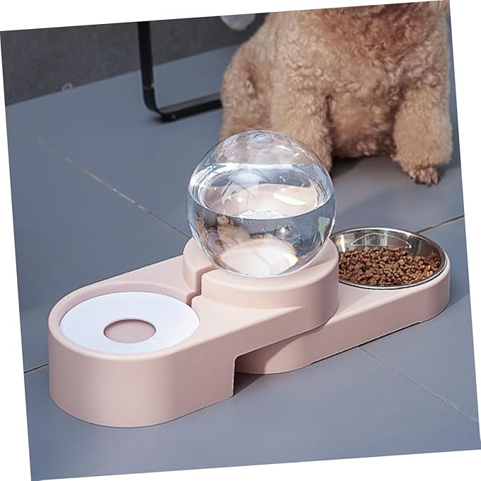Happyyami Automatic PET Water Feeder Double Bowls Stainless Steel Cat and Dog Water Dispenser Non-Slip PET Drinking Tool for Cats and Dogs Easy to Clean for Home Use