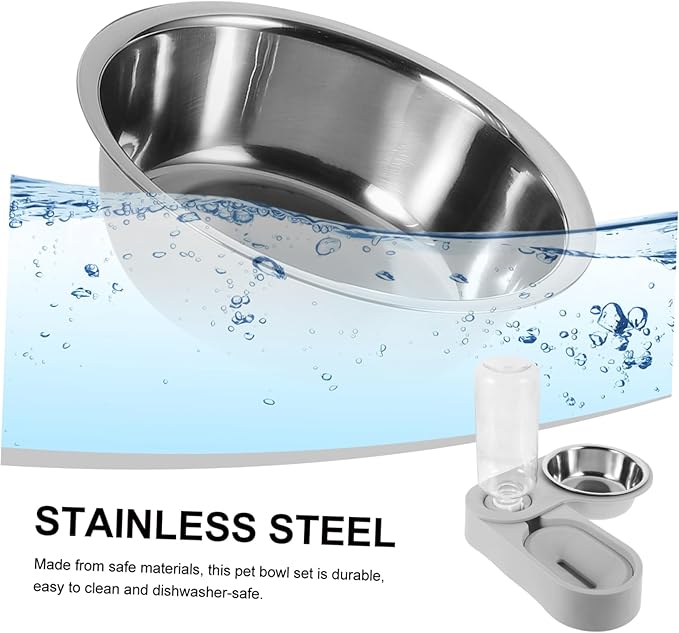 Kisangel Stainless Steel Cat Bowl Automatic Feeder Dispenser Pet Food Water Dispenser
