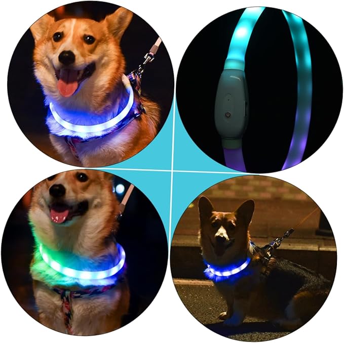 USB Rechargeable Glowing LED Pet Collar Night Safety Light Up Dog Collar Durable Wear Resistant Material Comfortable and Lightweight for Pets