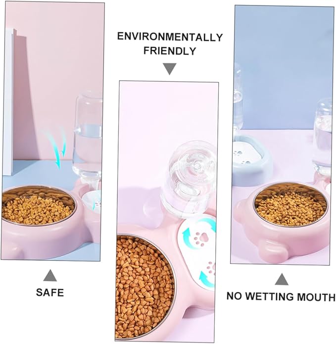 Yardwe Dual-use Pet Feeder Bowl Cat Dog Eating Bowl Stand Automatic Drinking Container Stainless Steel Material