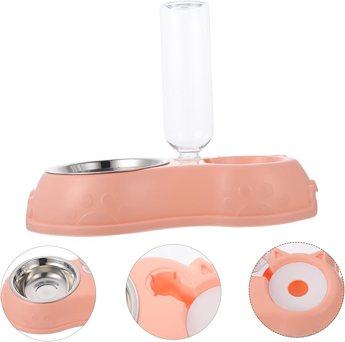 1 Set Automatic Pet Feeder and Water Dispenser Detachable Dual Bowls for Dogs and Cats Easy Cleaning Transparent Design for Busy Pet Owners
