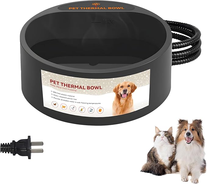 Automatic Heat Retaining Pet Feeders for Indoor Outdoor Use Nonslip Base Light Weight Dish Cold Climates Heated Pet Bowl for Cold Climates