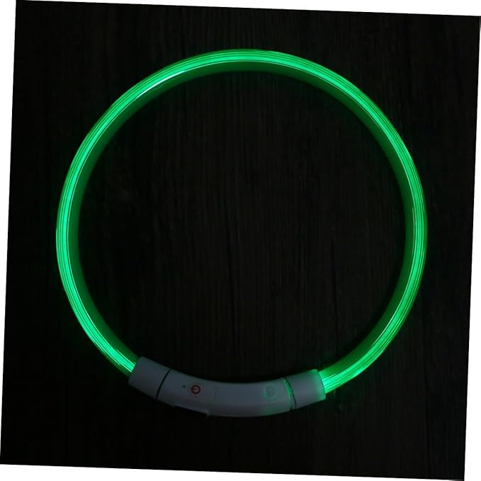 Led Glowing Dog Collar USB Rechargeable Green Silicone Light-up Pet Collar for Night Safety Durable and Flexible