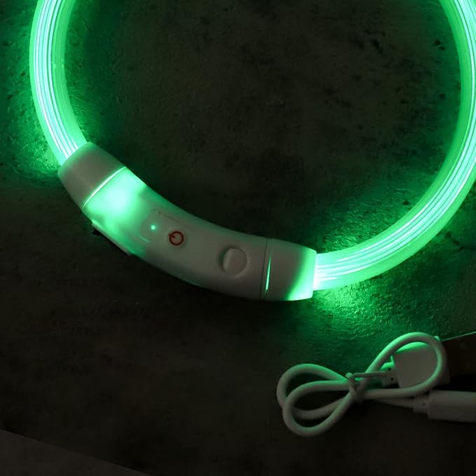 Light Up Dog Collar, Dog Collar Light LED Dog Collar Rechargeable Rechargeable Flash Dog Necklace Light in The Dark Dog Collar Lighted Dog Collar for Large Medium Small Dogs