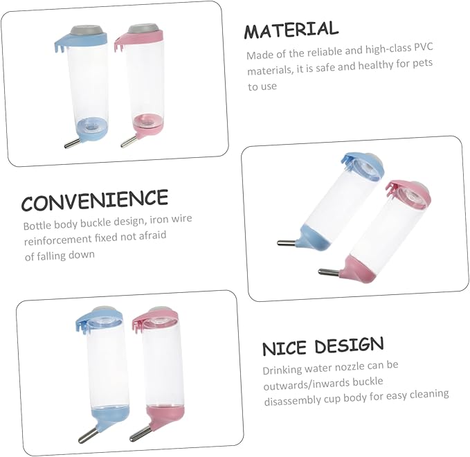 Milisten 2pcs Pet Water Bottle Automatic Feeder Dog Cats Hanging Dispenser Pet Feeding Tool