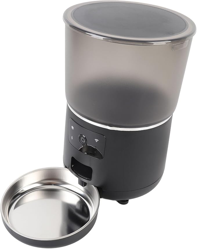 Automatic Cat Feeders, 4L Timed Cat Dry Food Dispenser, WiFi Automatic Dog Feeder, USB Auto Pet Food Dispenser with APP for Cats Dogs (Black)