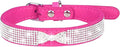 Cute Dog Collar with Bling Rhinestone, Fancy Crystal Diamond Glitter Pretty Jewel Soft Cat Collars for Small Medium Large Breed Dogs Girl Female Pet Puppy Kitten Terrier (M, Hot Pink4)