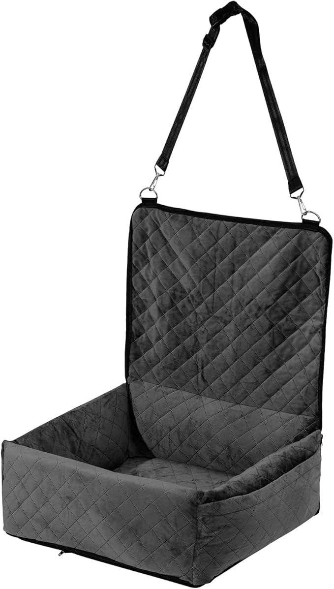 Happybuy Dog Car Seat, Dog Booster Seat for Car with A Storage Pocket, Clip-On Safety Leash, Sponge and PP Cotton Filling, Dog Car Bed for Small & Medium Dog up to 40lbs, Black