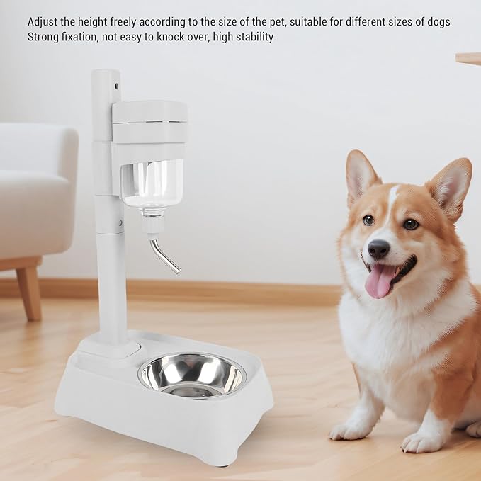 Height Adjustable Cat Dog Water Feeder Bottle, Intelligent Stylish and Functional Design Automatic Pet Standing Water Dispenser for Small Animal(Grey 500ml) (Elegant Gray)