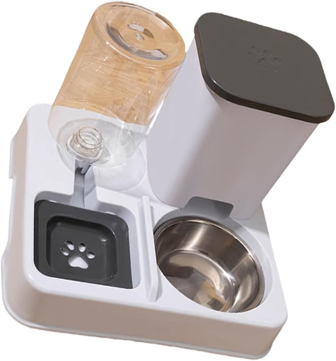 2IN1 Automatic Feeder for Small Dog Cats Food Feeder Double Bowl Food Container and Water Dispenser Pet Dishware