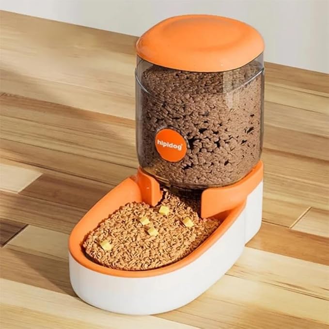 3rd Generation Automatic Pet Feeder and Water Dispenser, 3.8L Large Capacity, Orange and White, No-Jamming Design for Cats and Dogs (Upgrade Orange Feeder, 4L)
