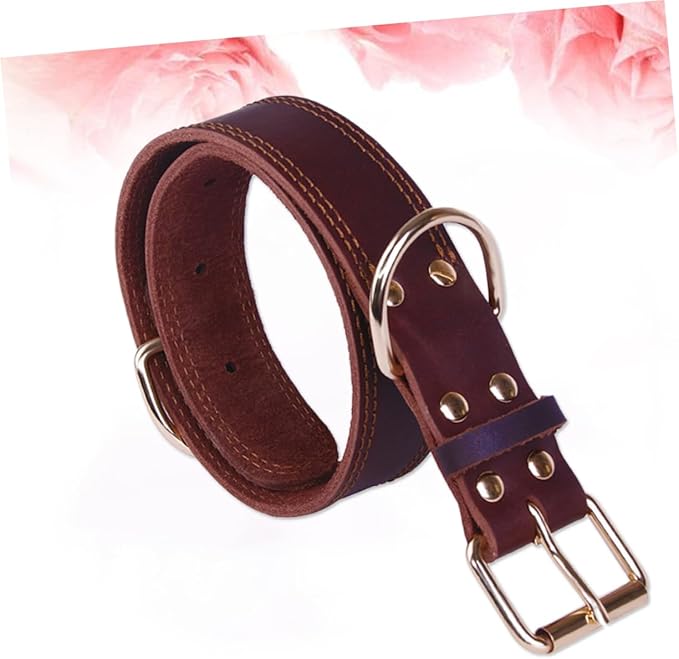 Genuine Leather for Small Medium Large Breeds Durable Grade Design Comfortable Padded Neck Protection for and Walking