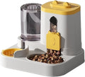 Automatic Dog Cat Feeder and Water Dispenser Gravity Food and Waterer Set with Pet Bowl Universal Products(Yellow)
