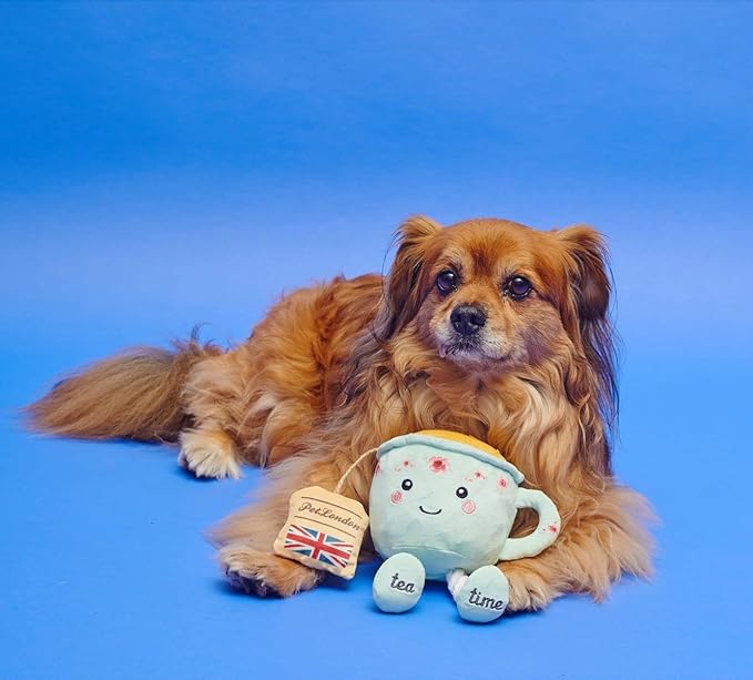 English Teacup Nosework Plush Dog Toy with Rope Legs and crinkle sound-UK British design for Dogs
