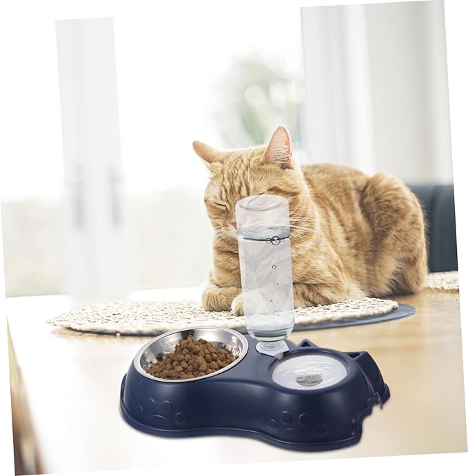 HANABASS 1set Pet Food and Water Dispenser Detachable Dual Feeder for Cats and Dogs and Non-Skid Design Easy to Automatic Pet Bowl