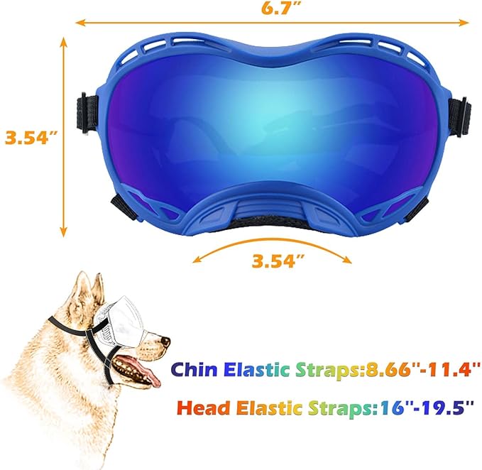 Dog Sunglasses,Doggles Anti-UV Protection,Pet Sunglasses with Adjustable Strap,Suitable for Motorcycle Car Driving Bike Riding Hiking Swimming Wind Dust Fog Dog Eye Protection