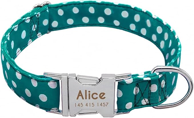 Personalized Dog Collar Dot Dogs Collars Nylon Pet Collars Engrave ID for Small Medium Large Pet Pitbull Red Blue Black