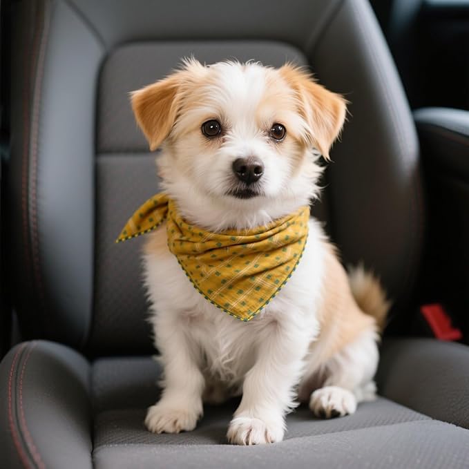 Double Layers Two Tones Dog Cotton Square Bandana Bibs Scarf Kerchief for Small Medium Dogs Boy or Girl - DCB02 Y&G