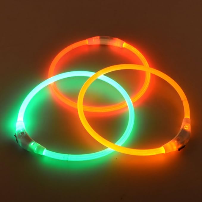 LED Dog Collar, Megipet USB Rechargeable Waterproof Glowing pet Dog Collar for Night Safety, Fashion Light up Collar for Small Medium Large Dogs