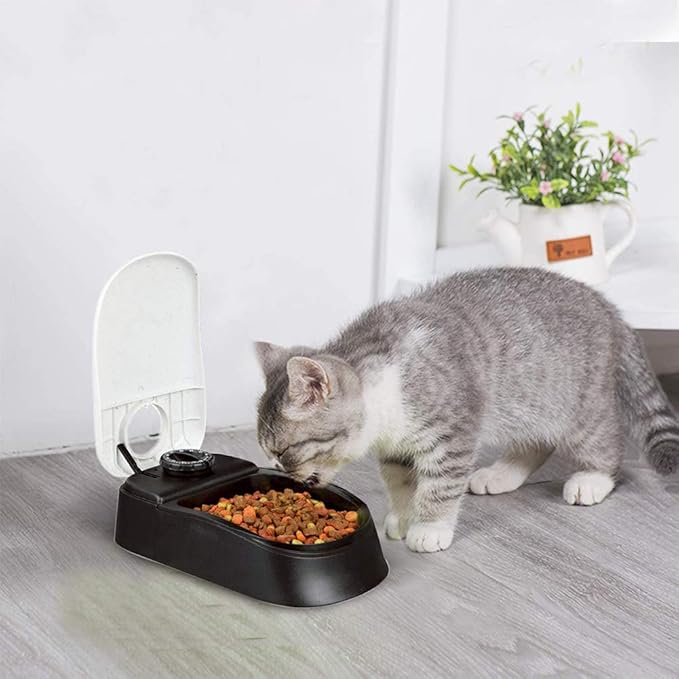 Automatic Cat Feeder, Food Dispenser for Cats and Dogs with Timer Programmable,Smartfeeder,Wet and Dry Food Auto Dispenser,1-2 Meals,Battery Operated, Keep Food Fresh