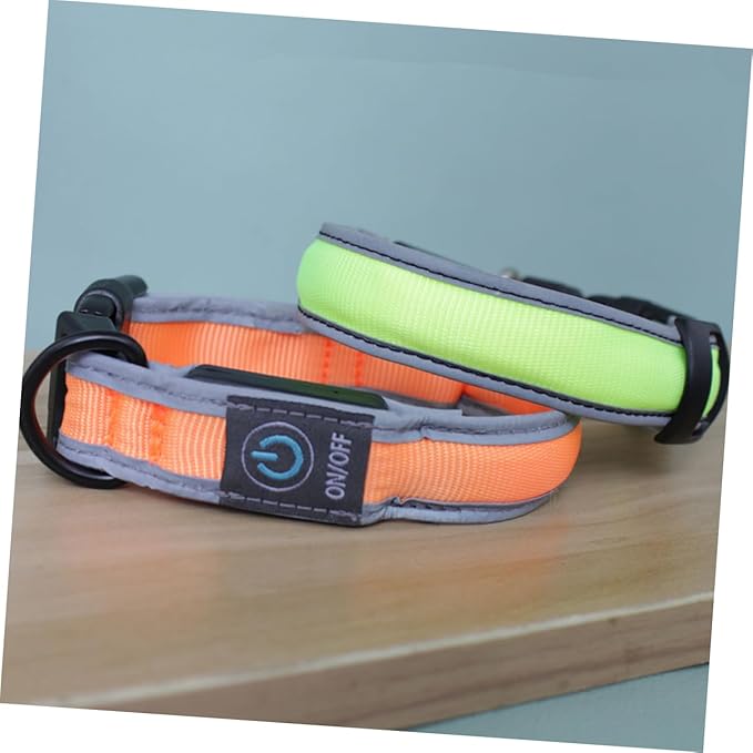 YARNOW 1pc Rechargeable Led Dog Collar Nylon Lighted Pet Necklace for Night Safety USB Charging Glow Dark Fluorescent