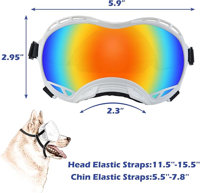 Dog Sunglasses,Doggles Anti-UV Protection,Pet Sunglasses with Adjustable Strap,Suitable for Motorcycle Car Driving Bike Riding Hiking Swimming Wind Dust Fog Dog Eye Protection