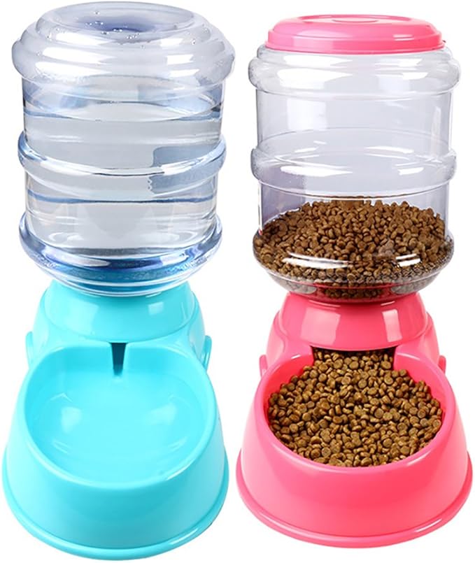 Food Dispenser Pet, Automatic Pet Water Food Dispenser 3.8L Large Capacity Self-Dispensing Pet Feeder Waterer Cat Dog Feeding Bowl Drinking Water/Automatic Feeding Pet Supplies 2#/13 ( Color : Light P