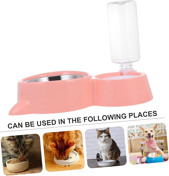 HANABASS 1pc Cat Ear Pet Bowl Dual-use Food and Water Feeder Automatic Refill Easy to Compact Design for Cats and Dogs