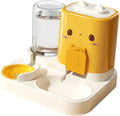 2 in 1 Automatic Pet Feeder with Water Dispenser, Removable Portable Pet Feeding Bowl for Cats Small Dogs Puppy, Food Grade PP Material, 1800ml Dry Food 800ml Water Capacity- Yellow