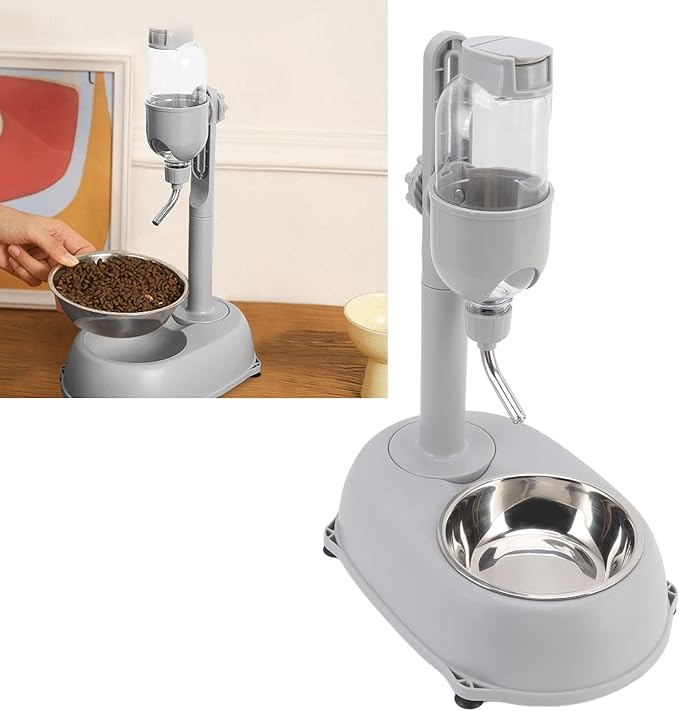 Pet Standing Water Dispenser Bowl, War Dispenser For Dogs Feeder Bowl 500Ml Multifunctional Rotatable Detachable Height Adjustabled Pet Automatic Standing Water Feeder, Standing War Dispenser For