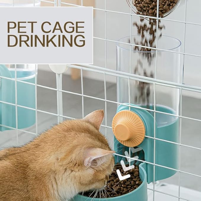 Hanging Automatic Pet Food Water Dispenser,Auto Gravity Pet Feeder and Waterer Set,Small Animals Self Feeding Bowl,Dog Feeding Station for Puppy Kitten Rabbit Chinchilla Hedgehog Ferret (Blue)