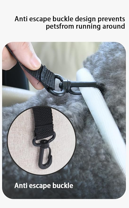 FurryGo Small Dog Car Seat for Travel, Elevated Pet Booster Seat with Safety Tether, Soft Washable Dog Bed for Under 20 lbs, Portable Cat Carrier for SUV/Truck, Grey (Dark Gray)