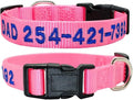 Custom Dog Collar Personalized Embroidery Cat Puppy Collar Nylon Pet Collars Engrave DIY Phone Name ID for Small Big Large Dog Pink M