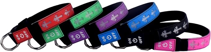 USB-C led Light up Dog Collar, 3D Design Comfortable and Soft Material,Multicolored Lighting，Night Dog Collar (CR, M(15.7-19.7"))