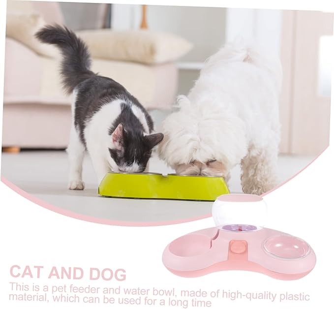 Kisangel 1pc Automatic Feeder Bowl Double Pet Food and Water Container Spill Design for Convenient Feeding