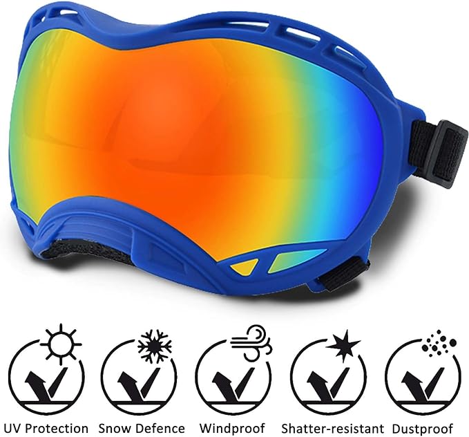 Dog Sunglasses,Doggles Anti-UV Protection,Pet Sunglasses with Adjustable Strap,Suitable for Motorcycle Car Driving Bike Riding Hiking Swimming Wind Dust Fog Dog Eye Protection
