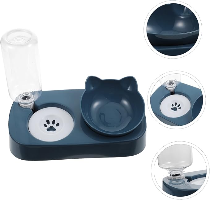 Pet Water Dispenser Dog Bowl Cat Food Serving Bowl Automatic Feeder Non-Slip Mat