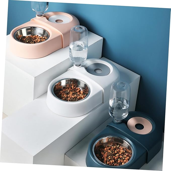 Happyyami Automatic Pet Water and Food Bowl and Base Convenient Removable and Cats Stylish Blue