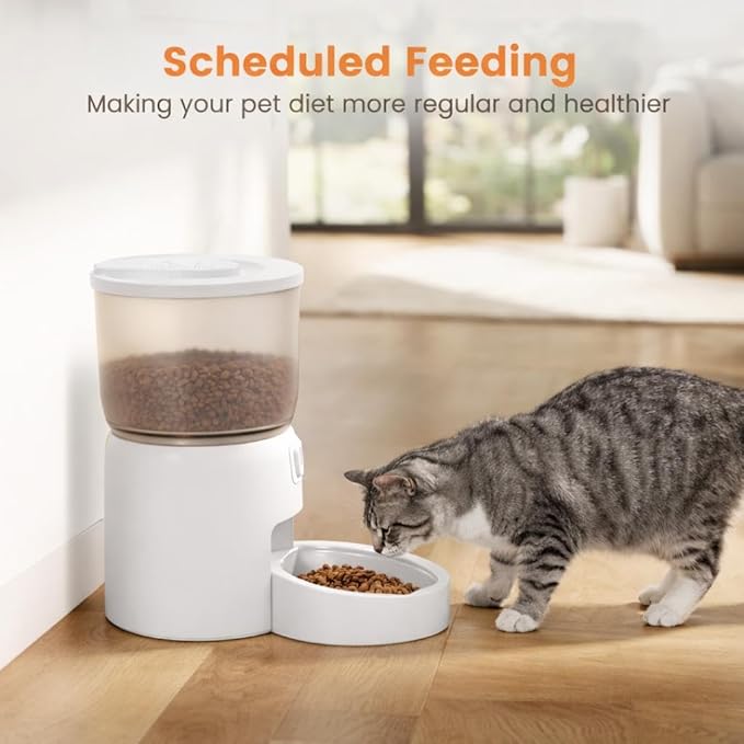 Smart Pet Feeder for Cats and Dogs – 3L Automatic Food Dispenser with App Control, 2.4GHz WiFi Timed & Portion Control 10 Meals/Day Dual Power Supply Airtight Lid – Ideal for Small Pets Indoor