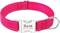 Personalized Dog Collar Durable Nylon Reflective Collar Custom Pet Dogs Collars for Small Medium Large Dogs Rose S