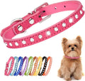 Serijoars Puppy Dog Collar with Crystal Diamond Colorful Bling Girl Puppy Small Dog Cat Collars (XXS, Hot Pink)