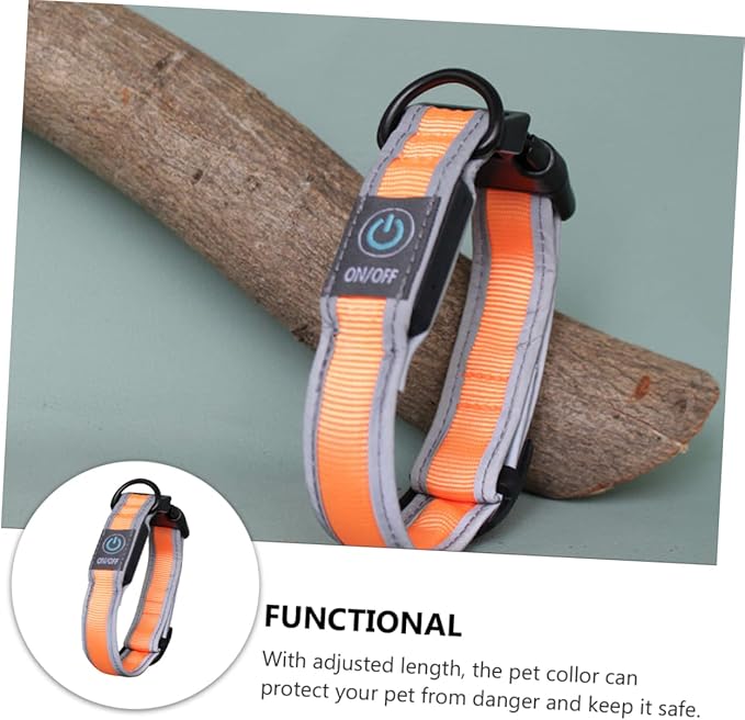 Happyyami 1pc Dog Collar Batteries Rechargeable Led Collar Pet Nylon Pet Supplies